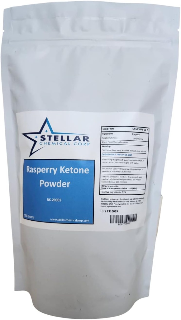 Polvere di chetone del lampone ~ ~ 500 Grammi Supplemento dietetico, Antiossidanti di sostegno - puro, senza glutine - 500mg per porzione