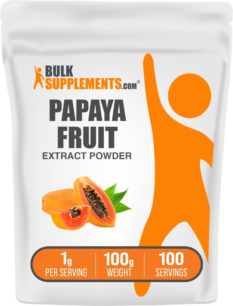 BulkSupplements.com Polvere di Estratto di frutta di Papaya - Estratto di Papaya, per il supporto digestivo - Gluten Free, 1g per porzione, 100g (3,5 oz) (Pack of 1)