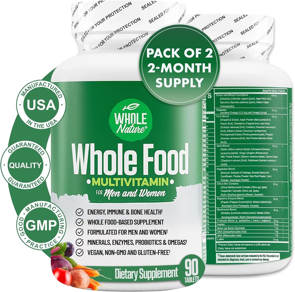 Multivitaminico alimentare per gli uomini e le donne completano le vitamine del giorno Superfood Plus minerali enzimi digestivi, probiotici e Omega. Specie a base di Multi Vitamina, Non OGM (2)