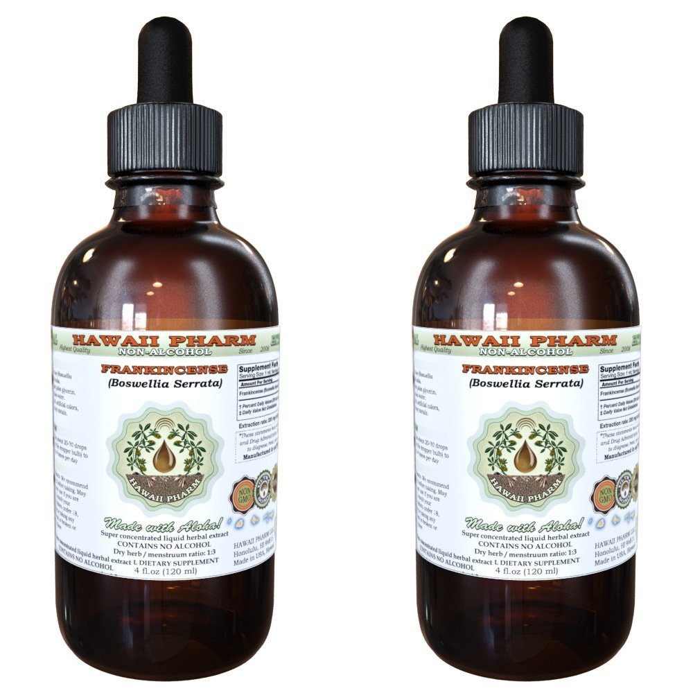 Estratto di liquido senza alcool incenso, incenso (Boswellia Serrata) Dried Resina Glycerite Hawaii Pharm Natural Herbal Supplement 2x4 oz
