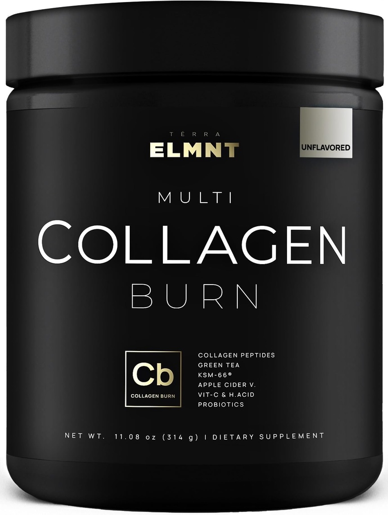 Polvere Super Collagen ELMNT per la perdita di peso delle donne + bellezza w. Probiotici, Acido ialuronico, ACV, KSM-66, Biotina - Premium Multi Collagen Peptides Protein Supplement Colageno per le donne (Unflavored)