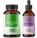 HERBAMAMAMA Mimosa Pudica e Latte Thistle Kit - Bundle di 1000 mg Mimosa Pudica Capsule & Latte Thistle Tincture 4 fl oz - Vegan, Non-GMO, Sugar & Alcohol-Free - 2 Pack