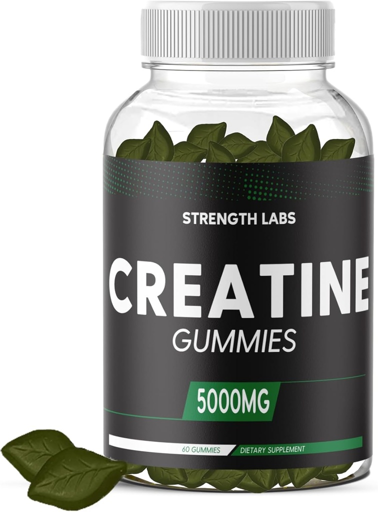 Sugar Free Creatine 5g per uomini e donne - Chewable Creatine Monohydrate Gummies costruire dimensione con L-teanina & vitamina B12 5000mg Bodybuilding muscolare di forza - Pre-allenamento di crescita