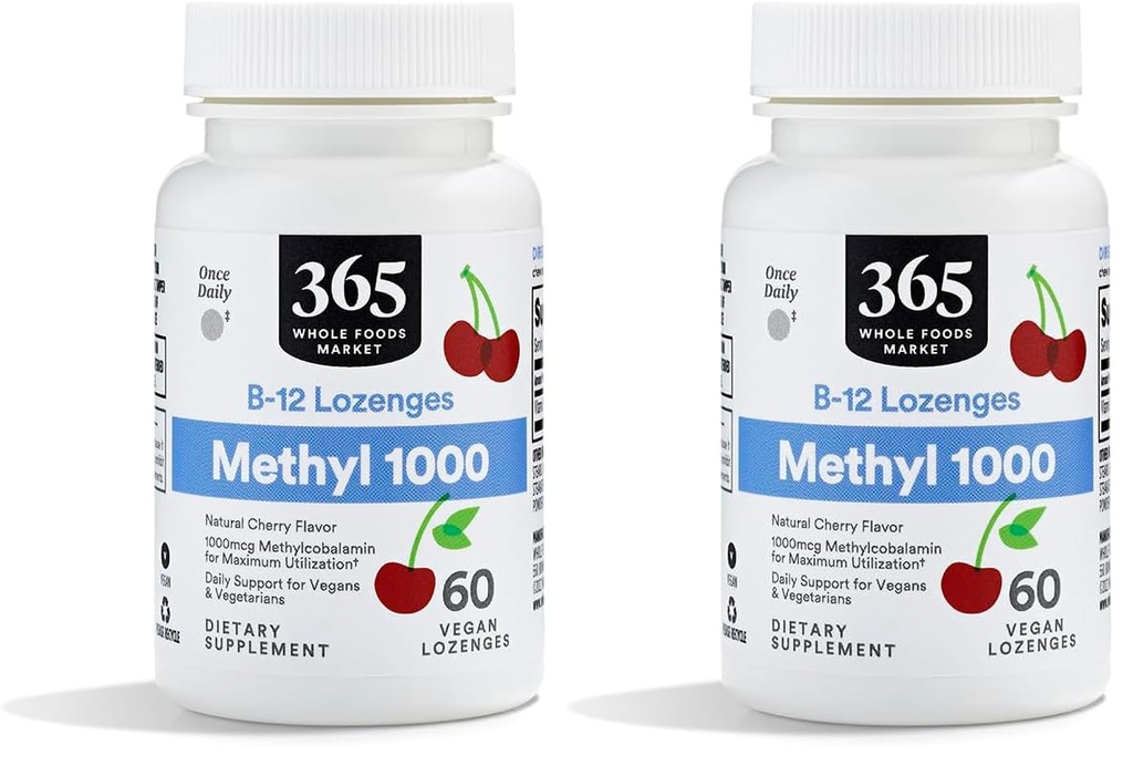 Mercato degli alimenti integrali, Methyl B-12 Lozenges 1000mcg, Cherry Flavor, 60 ct (Pack of 2)