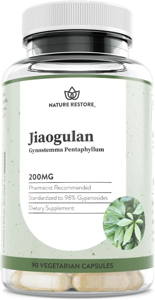 Integratore di Estratto di Jiaogulan, Il nostro Pentaphyllum Gynostemma è standardizzato a 98 Gypenosides Percentuali, Attivatore naturale AMPK, Non OGM, Gluten Free, 90 capsule Gynostemma, Vegan