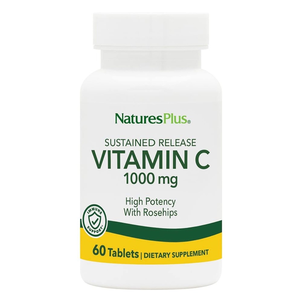 NaturesPlus rilascio prolungato 1000 mg Vitamina C - 60 compresse - Con Rose Hips - Vegetariano, Gluten Free - 60 Serve