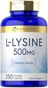 Carlyle L-Lysine 500 mg | 250 Caplet Capsule | Aminoacido Supplemento | Vegetariano, Non OGM & Gluten Free