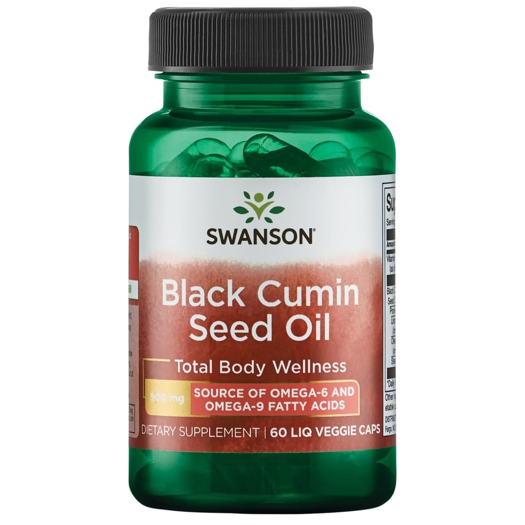 Swanson Black Cumin Olio di semi 500 Milligrammi 60 Liq Vegcap