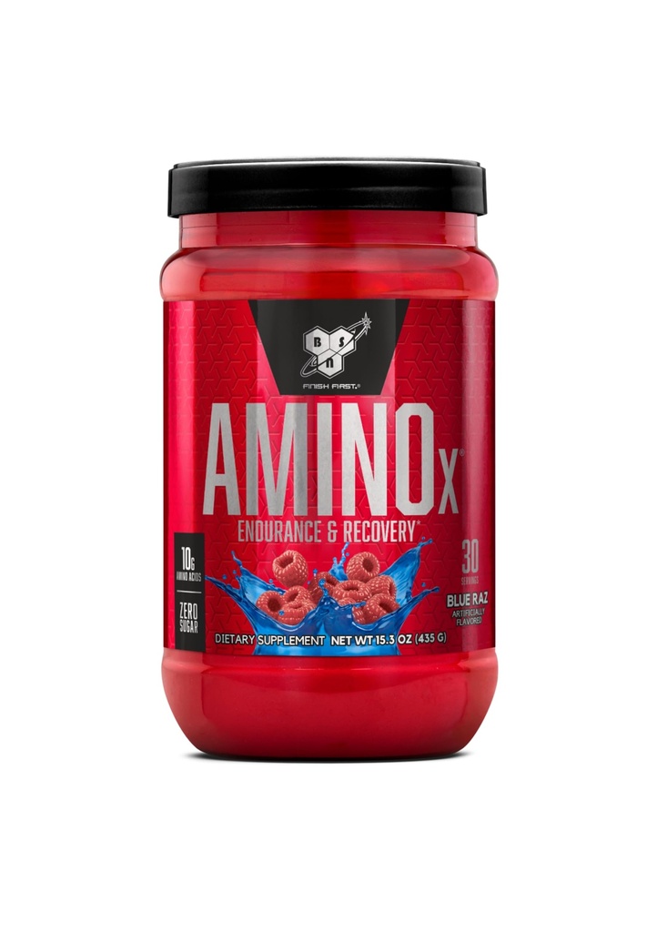BSN Amino X Muscle Recovery & Endurance Powder with BCAAs, 10 Grammi di Aminoacidi, Keto Friendly, Caffeina Free, Supporto Endurance, Zero Sugar, Raz blu, 30 porzioni (Packaging May Vary)