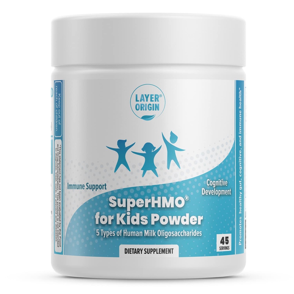 Miscela prebiotica SuperHMO per bambini - 5 HMO per Gut, Digestione e Salute cognitiva, Polvere, 45 Serve