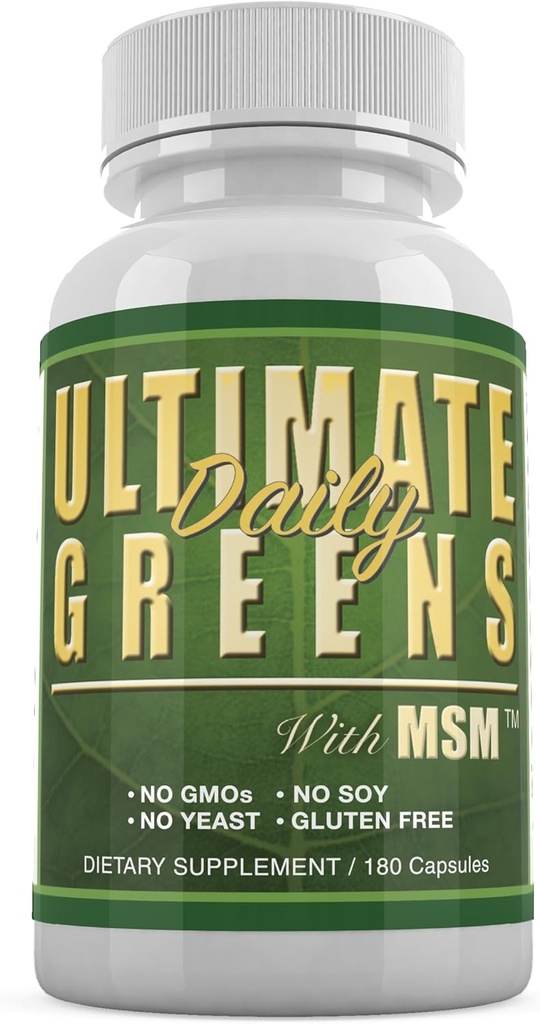 Salute quotidiana, Verde finale con MSM 1925mg Vegan Amichevoli ingredienti naturali Superfood verdure nutrizionali Alkalizing Immune Energy Support Supplemento 180 capsule (1 Mese di alimentazione)