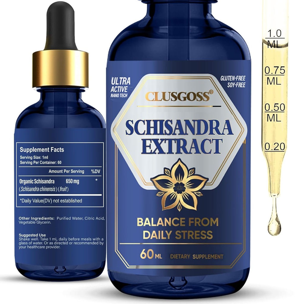 Schisandra Drops, Organic Schisandra Berry Supplemento per Mood Support & Liver Health, Stress & Fatigue Relief, Alcol and Sugar Free, Vegan