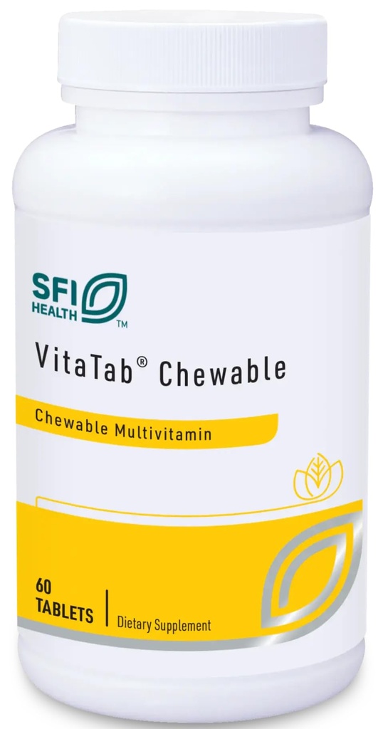 Klaire Labs SFI Health VitaTab Chewable - Multivitamin con 24 Nutrienti Vitali per Bambini & Adulti, Natural Cherry-Orange Flavor, No Artificial Colors, Flavors, or Preservatives (60 compresse)