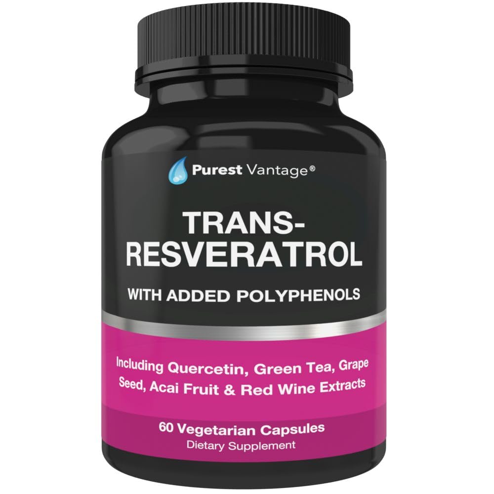 Integratore Resveratrolo - Potente formula 1400mg con Trans Resveratrolo, Quercetina, Seme di Uva, Tè Verde, Acai e Estratto di Vino Rosso - 60 capsule di verdure