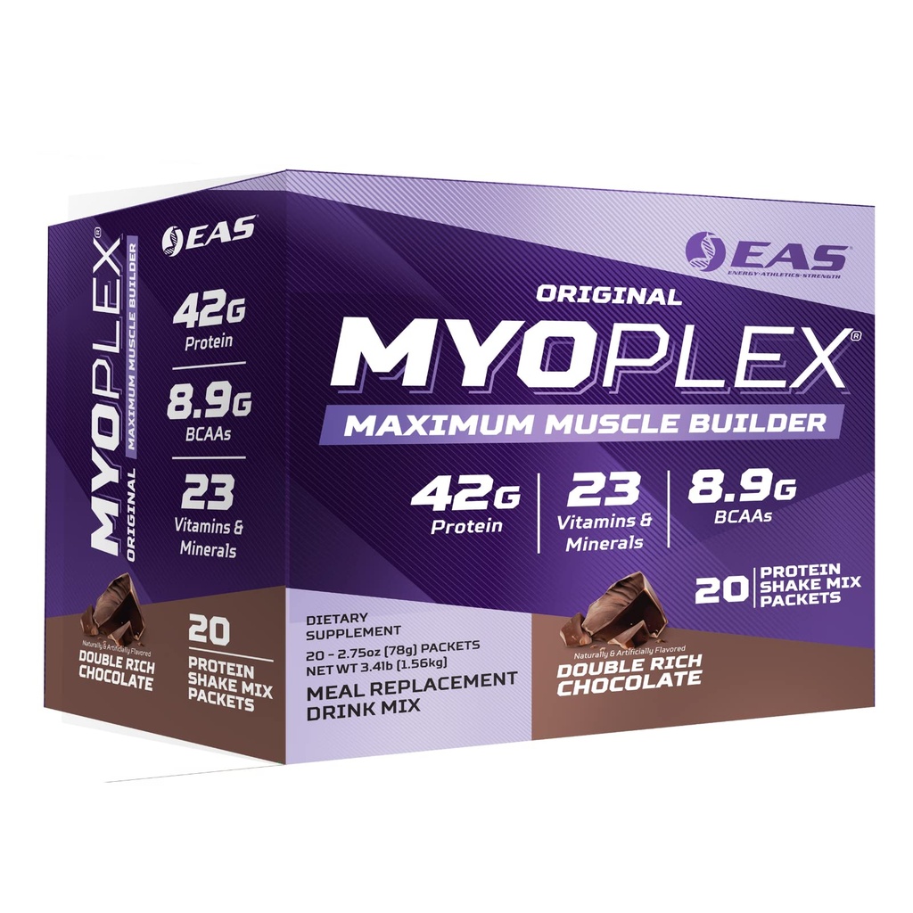 EAS Original Myoplex Maximum Muscle Builder | Meal Sostituzione Protein Drink Mix | Quality Protein Blend | 42g Protein | 20 singoli pacchetti (Double Rich Chocolate)