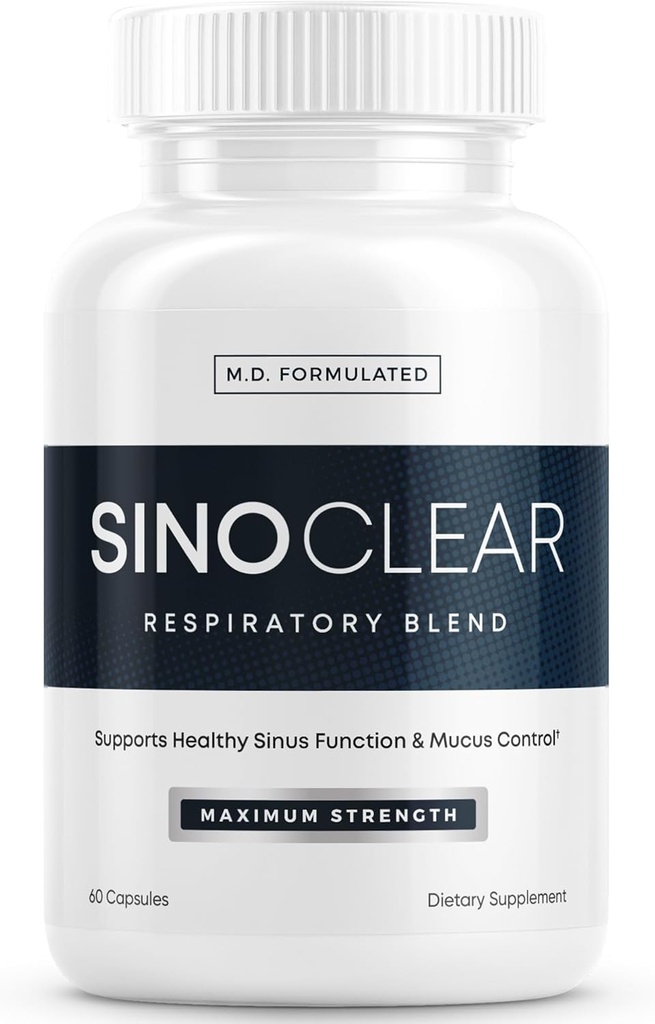 SinoClear Lung Detox & Sinus Pressure Relief Supplement (60 Caps): Decongestant nasale pulito e naturale, Sinus Relief, & Lung Cleanse Blend - NAC, Andrographis, & Thyme Leaf - GMO-Free & Made in USA