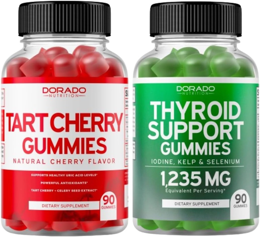 Ciliegia di Tart (90 Gummies) Supporto di livello di acido urico per gli adulti - potente antiossidante con Celery Seed e supporto tiroide (90 Gummies) Ashwaganda & Bladderwrack Support Supplemento - Vegan & Made in USA