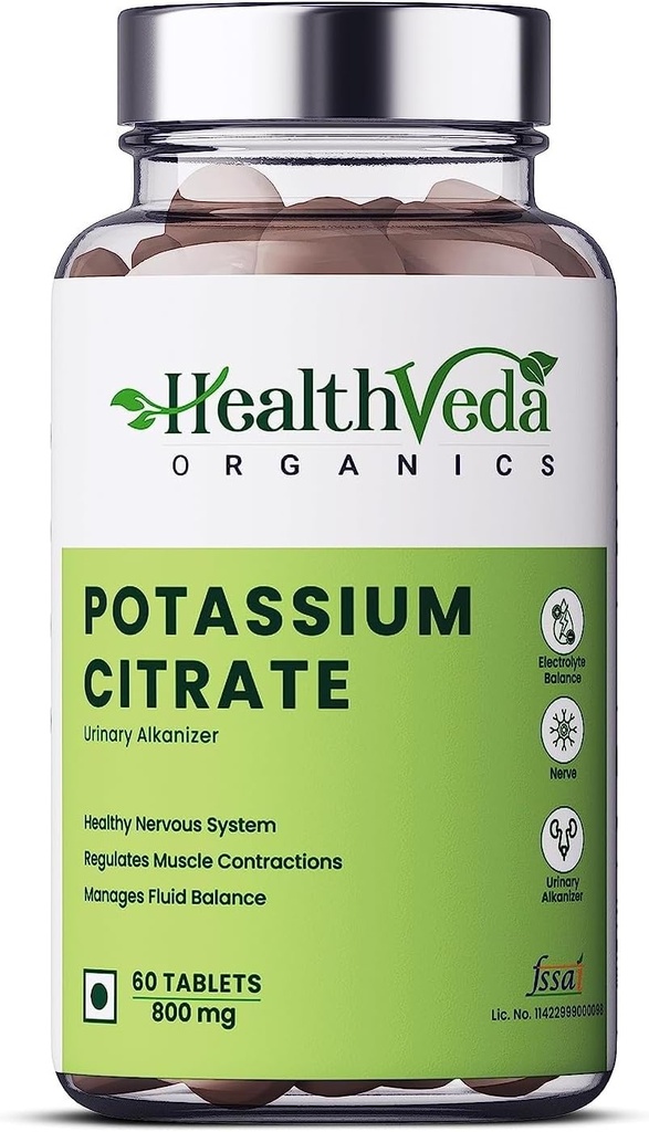 Citrato di potassio 800mg (60 compresse di Veg) 100% di erbe con NO noti effetti collaterali - da Exportmart