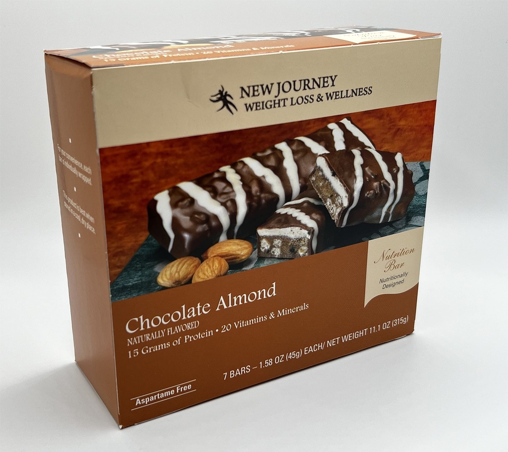 Barretta di mandorle di cioccolato - Nuovo viaggio perdita di peso &amp; benessere - Bar di nutrizione proteica alta (7 bar / scatola)