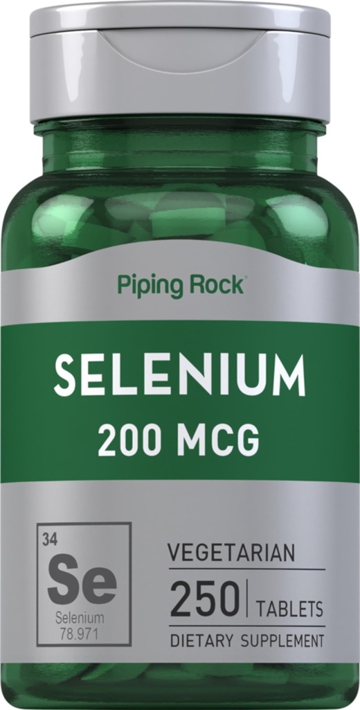Piping Rock Selenium 200mcg | 250 compresse | Vegetariano, Non OGM, & Gluten Free Suppleemnt
