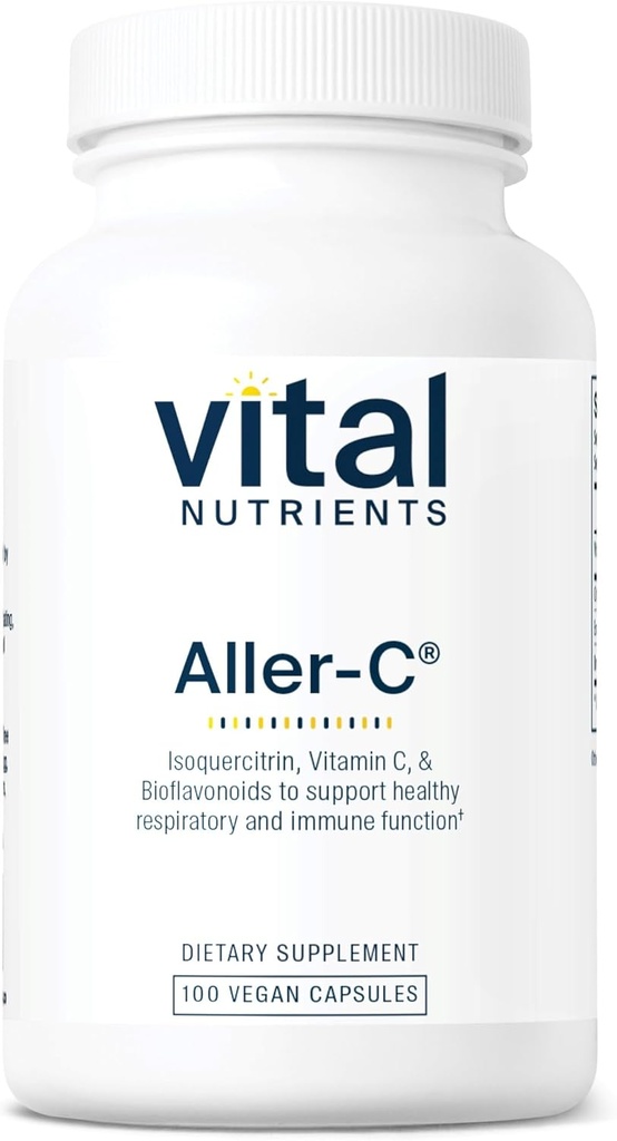 Vital Nutrients Aller-C | Vegan Respiratory and Sinus Function Support*| Isoquercitrin, Bromelain, Bioflavonoids, & Vitamina C | Gluten, Dairy, Soy Free Supplement | 100 Capsule