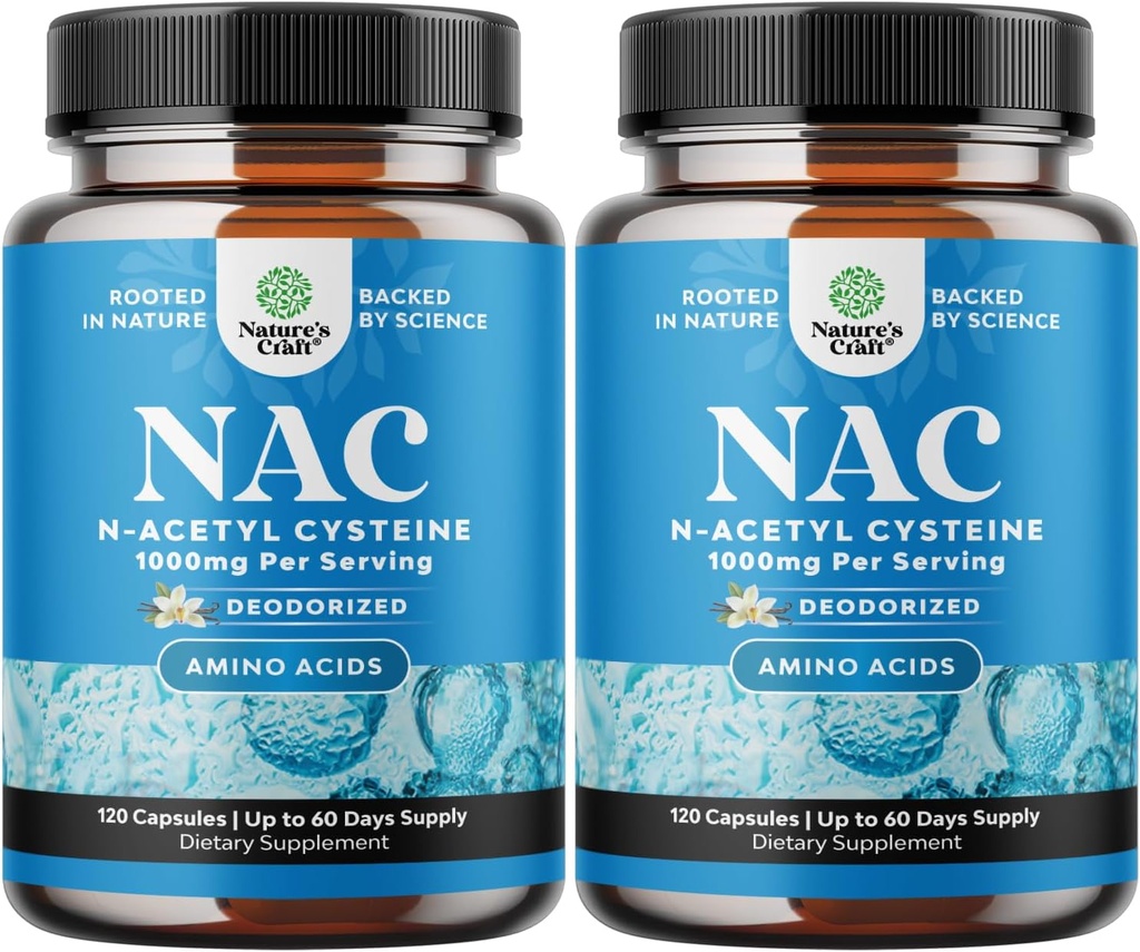 NAC supplemento N-Acetyl Cysteine 1000mg - Vegan ad alto assorbimento Non-Smelly NAC 1000mg capsule Glutathione Precursor per la pulizia del fegato Detox & Repair Plus Lung Health and Immunity Support (4 mesi)