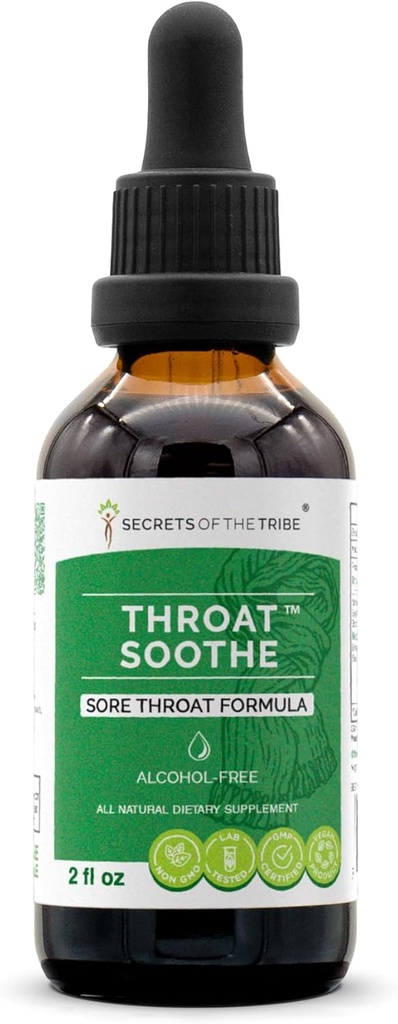 Estratto privo di alcool, gocce di erbe ad alta potenza, tintura fatta da tintura, liquirizia, elmosi slippery, marshmallow, salvia, echinacea, mirtillo. Sore Throat Formula 2 oz