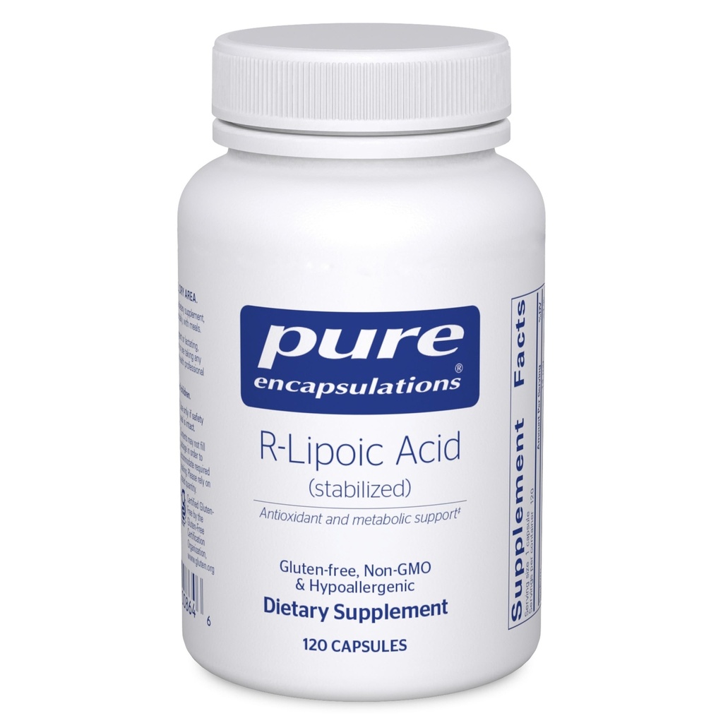 Pure Encapsulations R-Lipoic Acid (Stabilized) | Supplemento anallergico con protezione antiossidante avanzata e supporto metabolico | 120 capsule