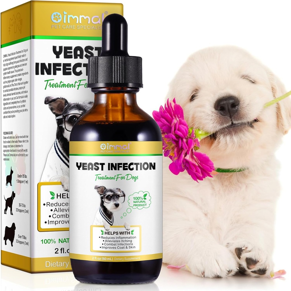 Trattamento di infezione del lievito per cani, Trattamento di infezione dell'orecchio del cane Supporta il sollievo sano dell'itch, il sollievo dell'infiammazione, il sollievo dell'allergia & More 2 oz