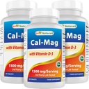 Best Naturals Calcio Magnesio con Vitamina D3 1500mg Servire 180 compresse (180 conteggio (Pacchetto di 3))