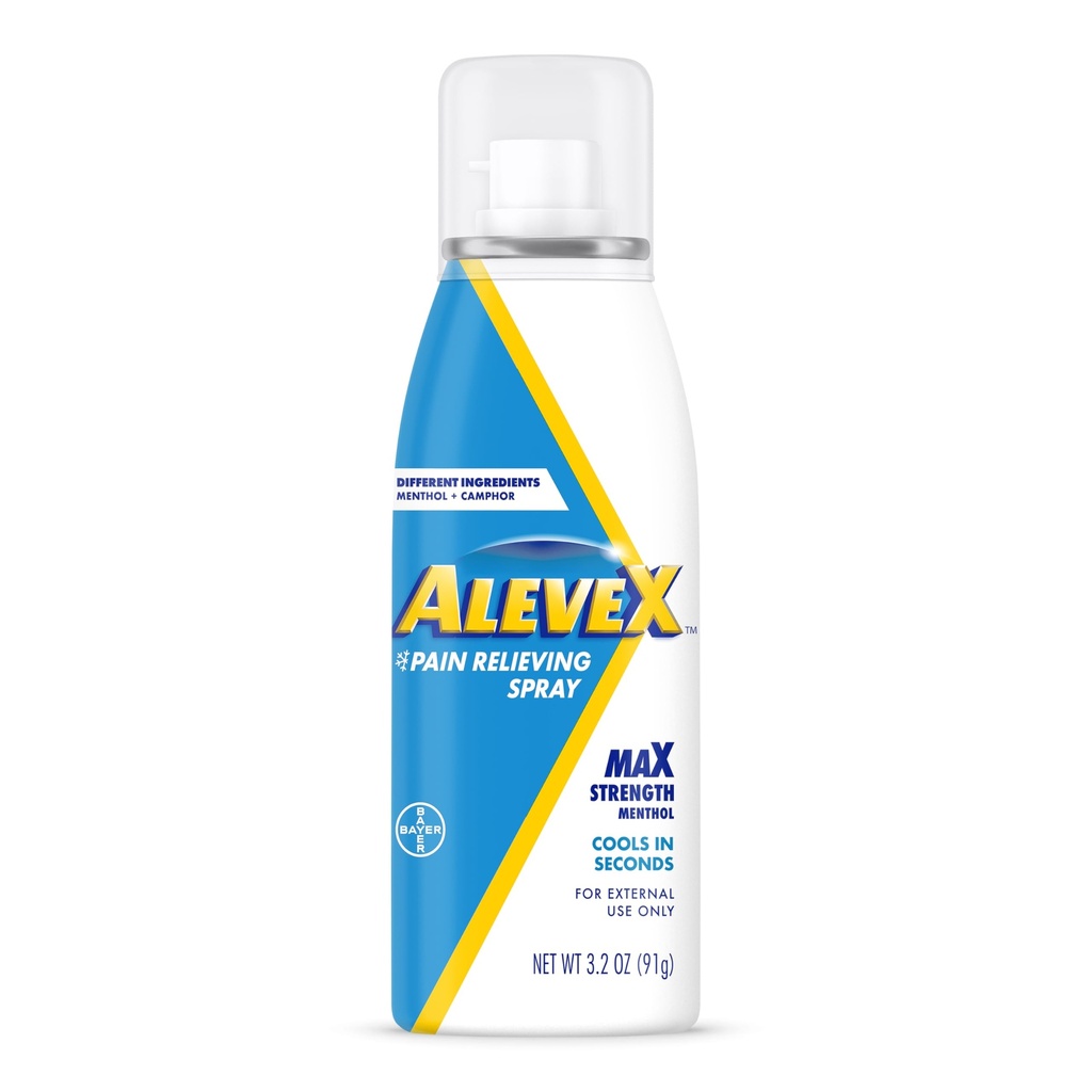 Spruzzo per la levigatura del dolore di AleveX, asciugatura rapida e rapida per il sollievo del dolore mirato, spray da 3.2 oz