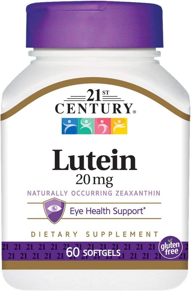 21st Century Lutein 20 mg Softgels - 60 ct, Confezione da 3