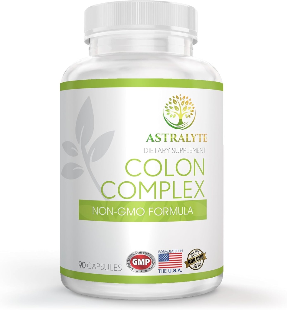 ASTRALYTE Colon Complex – per Colon Discomfort - Mild Symptoms - Aloe Vera – Prune Fruit - Ginger Root – Non OGM – 90 Count