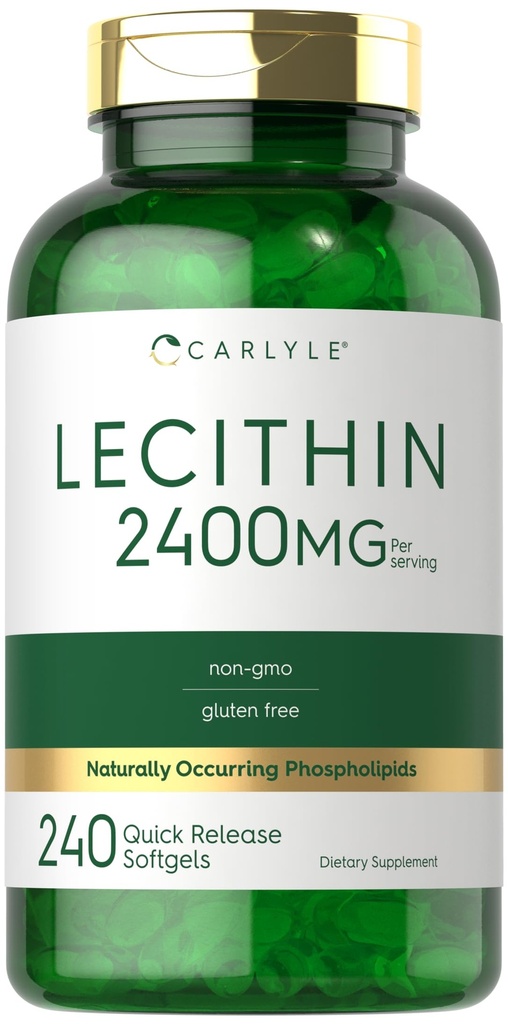 Carlyle Lecithin Supplemento | 2400mg | 240 Softgel Capsule | con Naturally-Occuring Phospholipid | Non OGM, Gluten Free