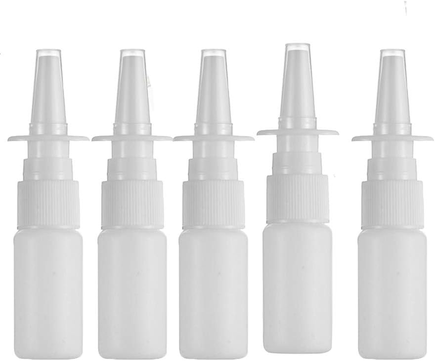 20ML bianco vuoto plastica spruzzo bottiglie pompa spruzzo spruzzatore polvere spray bottiglia ricaricabile spray per Saline acqua Wash Applications Pack di 5