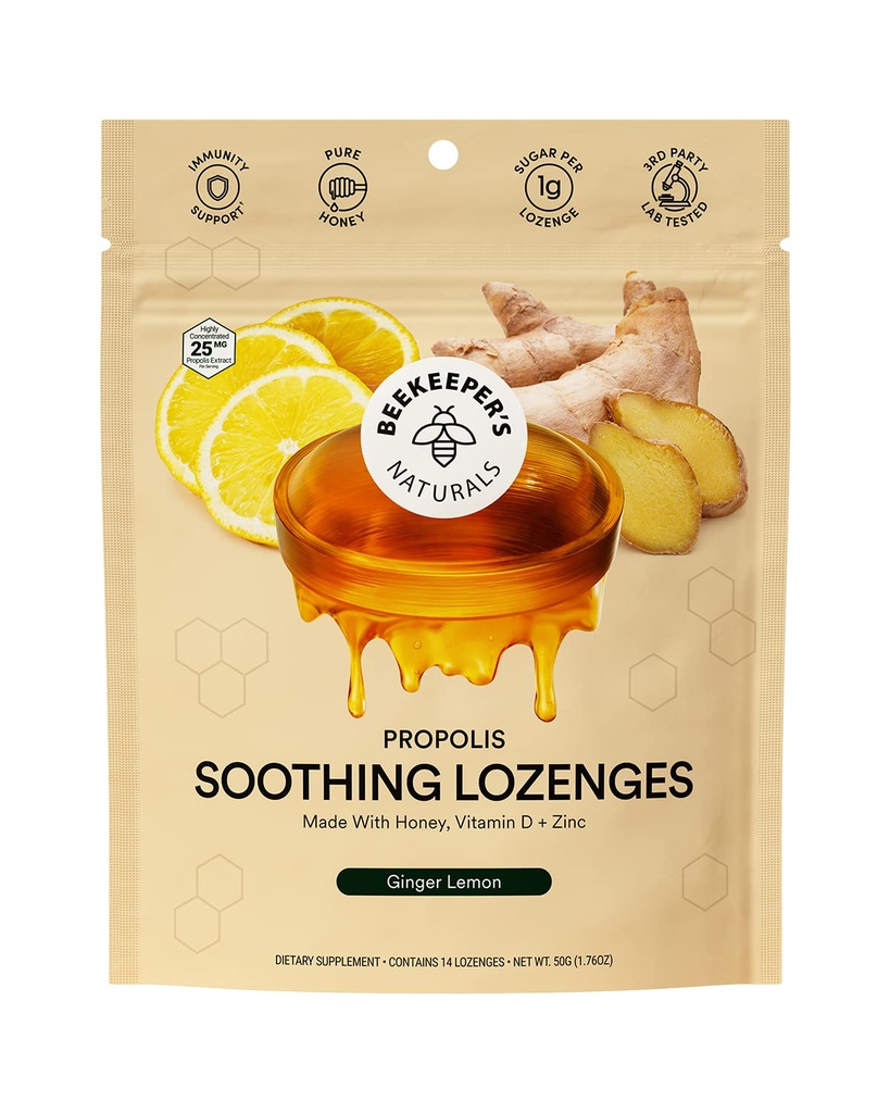 Apicoltori Naturals Ginger Lemon Lozenges, 14 Ct