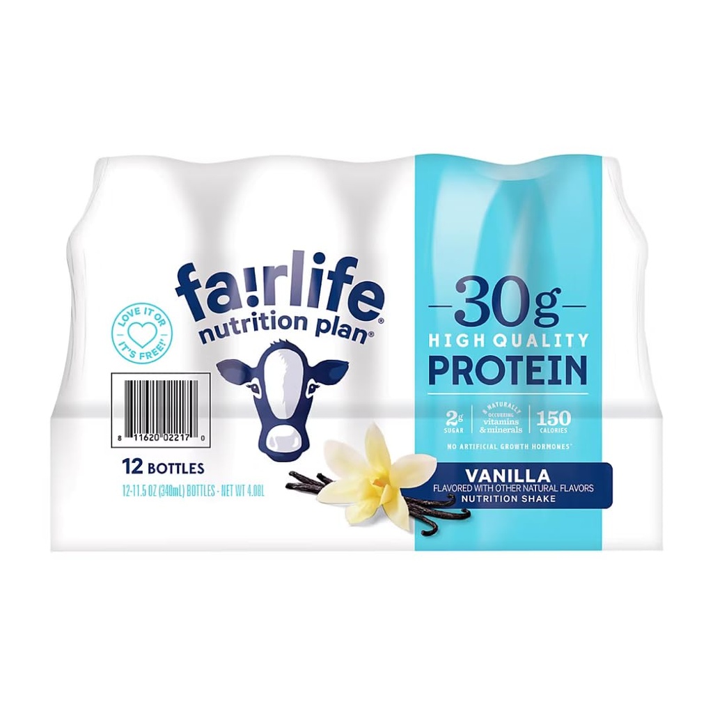 Fair Life Nutrition Plan High Protein Liquid Shake, Vanilla, 11,5 Fl Oz, Confezione da 12