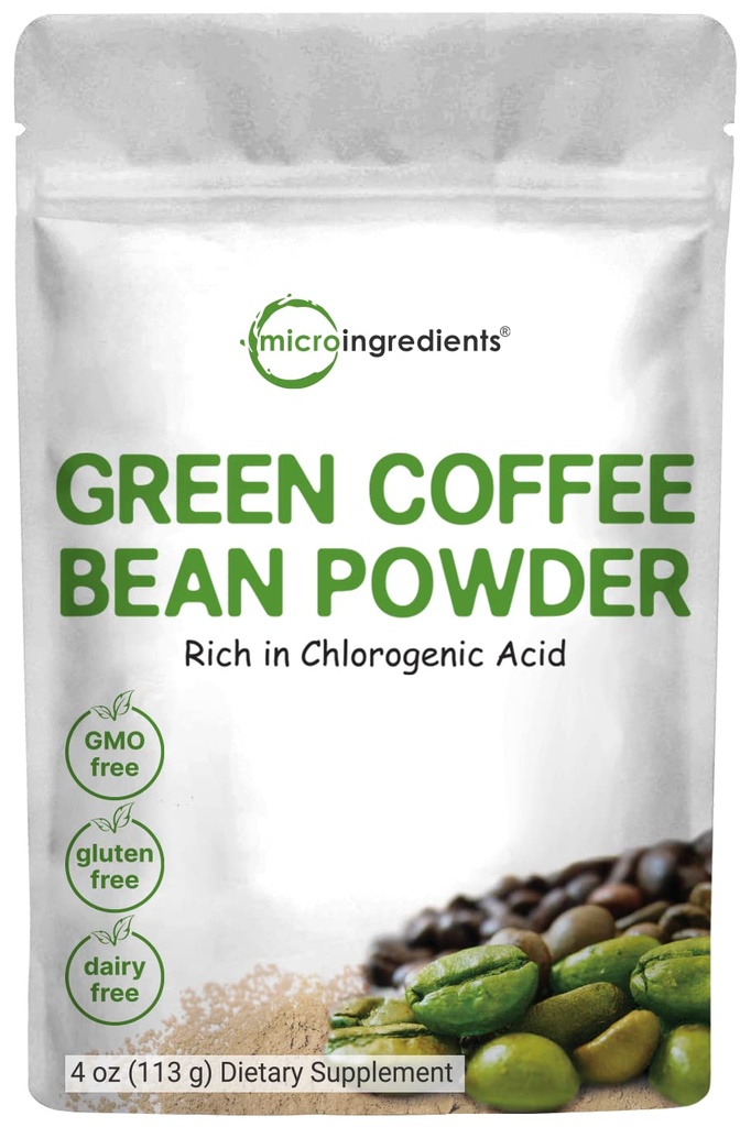 Estratto di chicco di caffè verde puro, 4 once, Filler Free con caffeina naturale, Green Coffee Bean Fat Burn Supplemento con 50% acido clorogenico, Supporta il metabolismo e la gestione del peso, Vegan Friendly