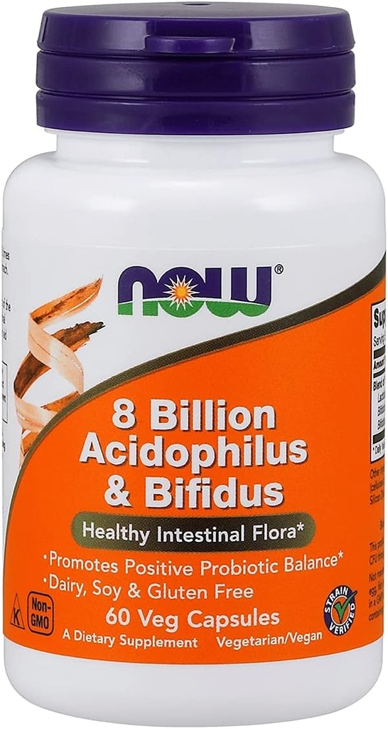 NOW Foods Acidophilus & Bifidus 8 miliardi di VCaps, 60 ct