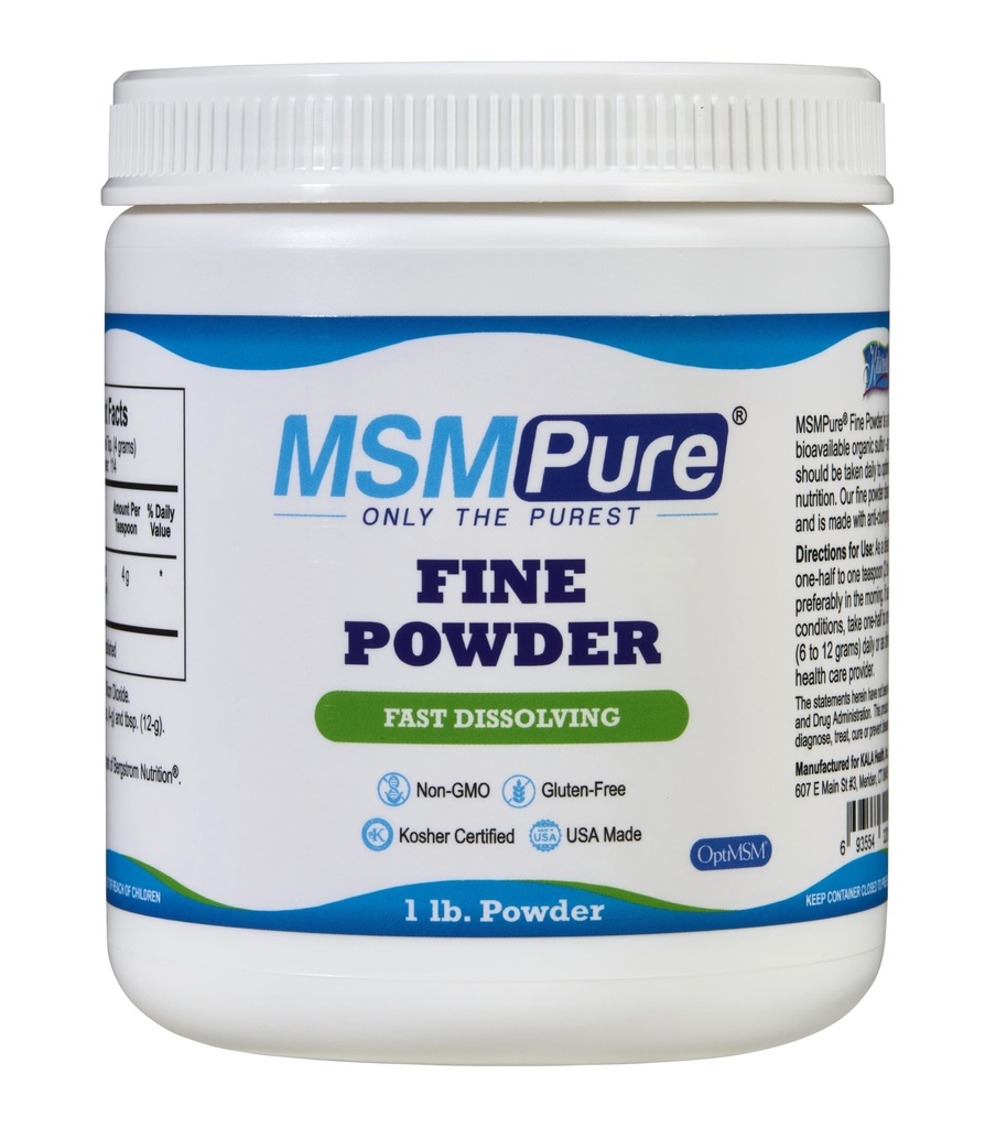 KALA HEALTH MSMPure dissolvere rapidamente i cristalli di polvere di MSM fine – MSM di US-Made per la salute comune, l'apparenza della pelle e il supporto per capelli e unghie – 1 lb, zolfo organico