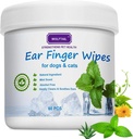 Uscite per cani e gatti, 60 conte di grandi dimensioni - Gently rimuovere cera d'orecchio, Debris - Sooths & Deodorizes - Relieve Ear Itching & Inflammation, fresco profumo di cocco