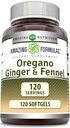Incredibile formula Olio di origano con Ginger & Fennel Supplemento | 120 Softgels | Non OGM | Gluten-Free | Made in USA
