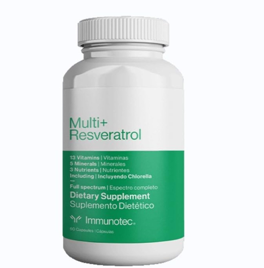 Immunotec - Multi+ Resveratrolo - Integratore alimentare a spettro completo - 13 Vitamine, 5 Minerali, 3 Nutrienti con clorella