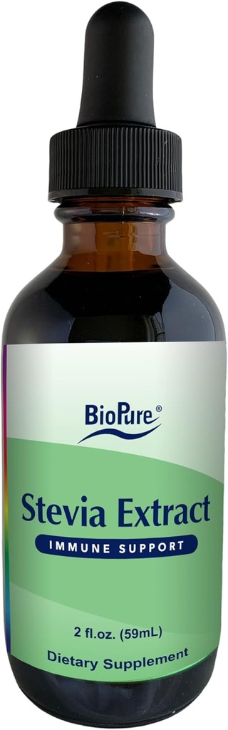 BioPure Stevia Certificato estratto organico – Intero Leaf Herbal Tincture con composti bioattivi per supportare la funzione immunitaria, Microbiome Balance & Gut Health – 2 fl oz