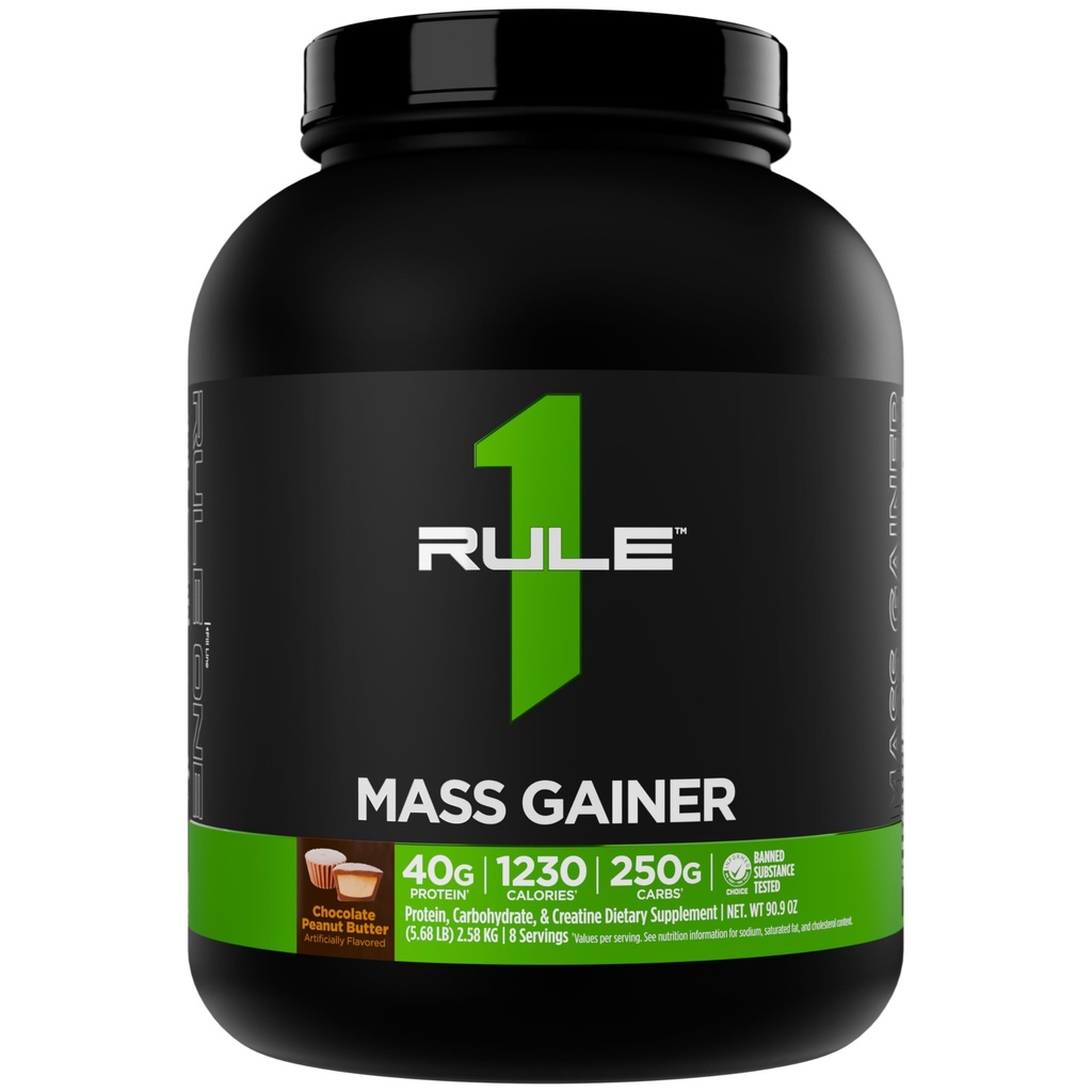 Regola 1 Mass Gainer - Formula ad alto contenuto calorico di peso con 1.220+ Calorie, 250g+ Complex Carb Blend, 40g All-Whey Protein Per Serving (8 Serve, Burro di Cioccolato)