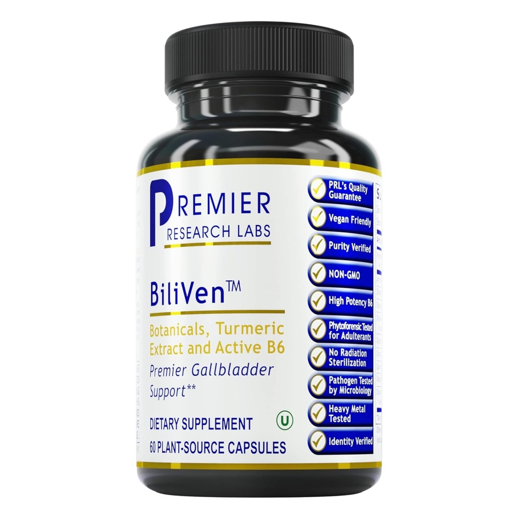 BiliVen -Gallbladder & Liver Cleanse Supplemento, Pillole di sostegno della vescica con estratto di carciofo, cardo del latte, vitamina B6, radice della barbabietola, curcuma, curcumina- 60 capsule vegetariane