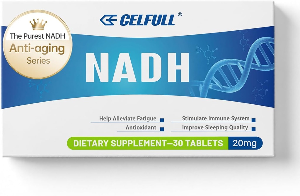 CELFULL NADH Supplemento 40 mg Enchance NAD+ Integratore per il supporto immunitario per la rigenerazione delle cellule anti-invecchiamento Energy & Chronic Fatigue Supplementi