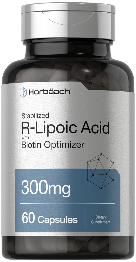 Horbäach Stabilized R-Lipoic Acid 300mg | 60 capsule | con Biotin Optimizer | Non OGM, Gluten Free | Na-RALA Supplement