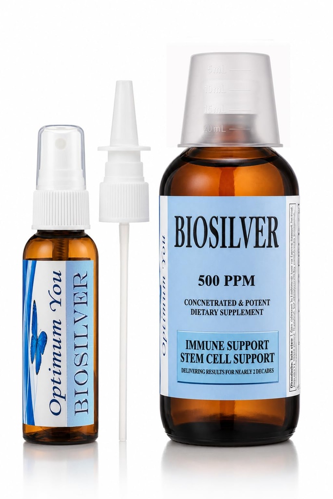 BIOSILVER | Liquido d'Argento Colloidale | 500 ppm, Forza Extra, 8 oz con Bottiglia di Spruzzo | Supporto per Cellula Immune & Stem