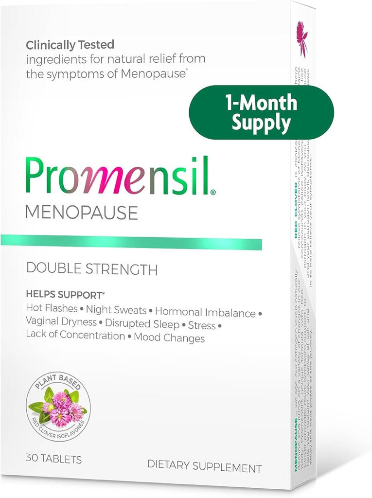 Promensil Menopause doppia resistenza - Menopausa Supplementi per le donne, Rosso Clover Isoflavones, Aiuta a sostenere i flash caldi, Notte maglioni, Restlessness - 30 Conte
